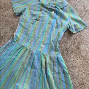 Vintage Pastel Rainbow Striped Dress